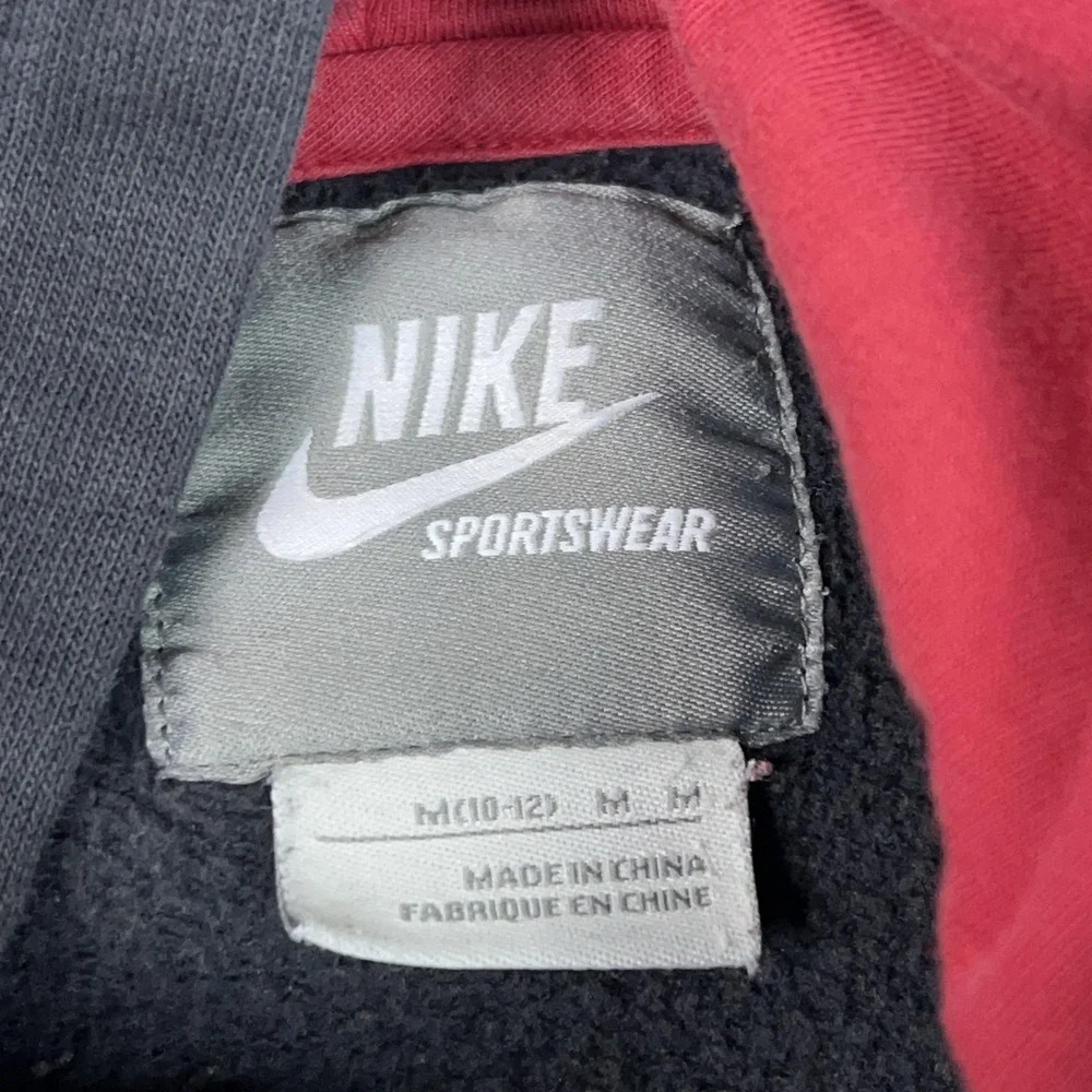 Nike Hoodie Boys Medium 10-12 Black Full Zip Fleece Logo Sweatshirt Top Spellout